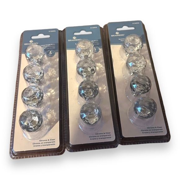 NWT Brainerd 3” Acrylic & Chrome Hexagon Cabinet or Drawer Handles 4 Pieces - Picture 3 of 5